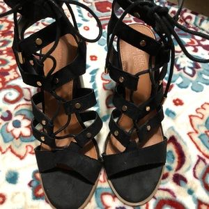 Black strappy heels